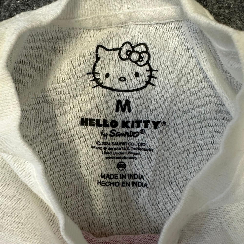 Sanrio T-Shirt Womens Size M White Hello Kitty Rainbow Drip Graphic Short Sleeve - Picture 4 of 6